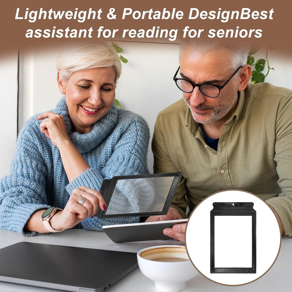5X Full Page Magnifier - Ergonomic Lightweight Design for Easy Reading