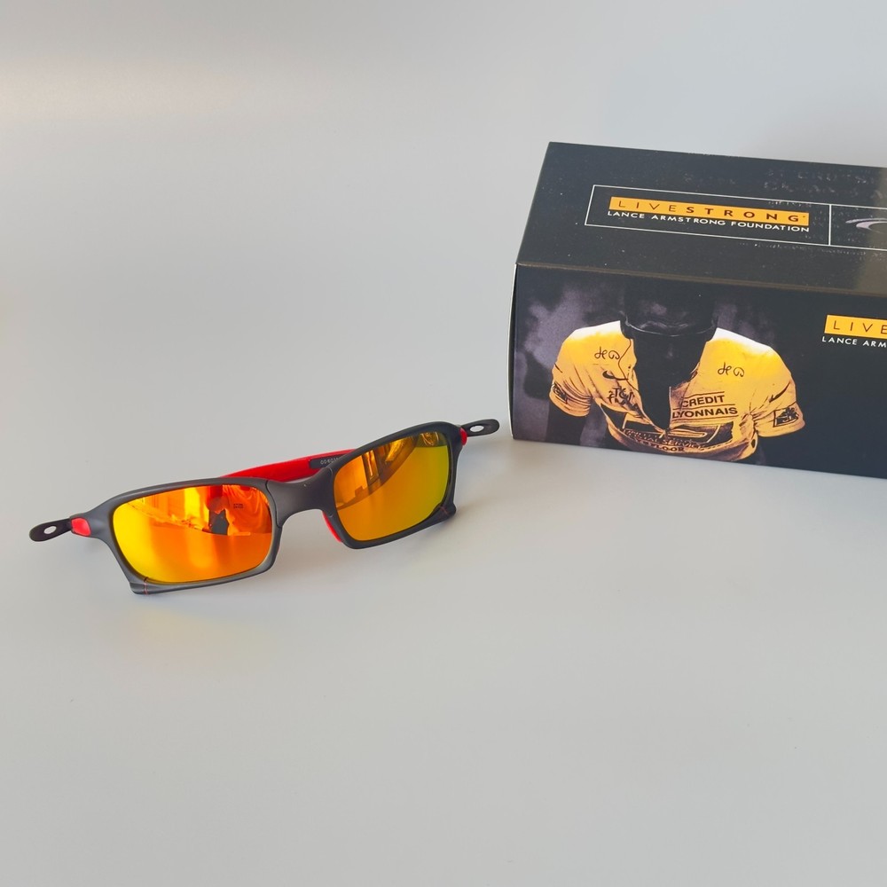 Oakley X-metal Squared Polarized Sunglasses Ruby Lenses/Black Frame