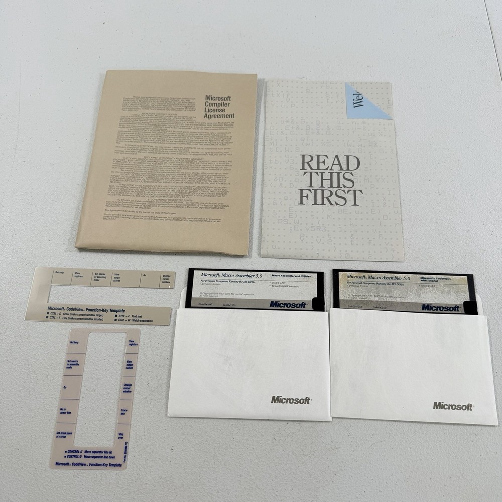 Microsoft Macro Assembler 5.0 MS-DOS Software 5.25" Diskette