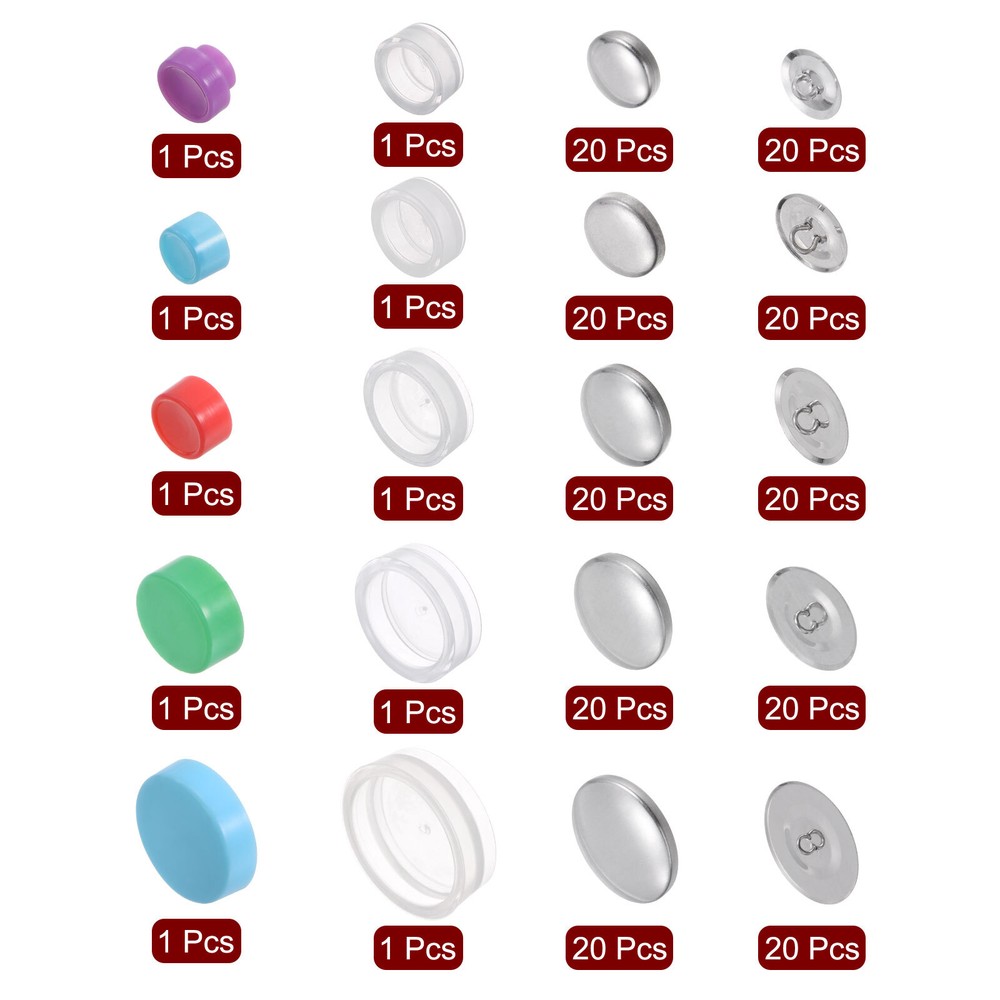100 Sets Self Cover Button Kit 5 Sizes Aluminum Button with 5 Tools