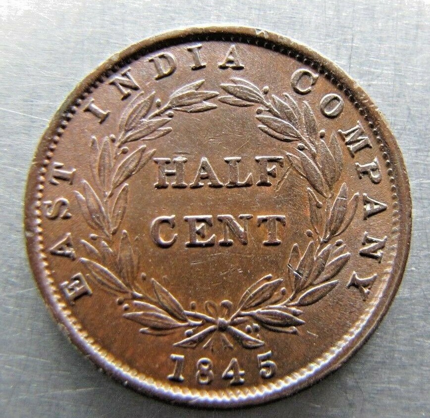 Straits Settlements Half Cent 1845-WW sharp UNC.