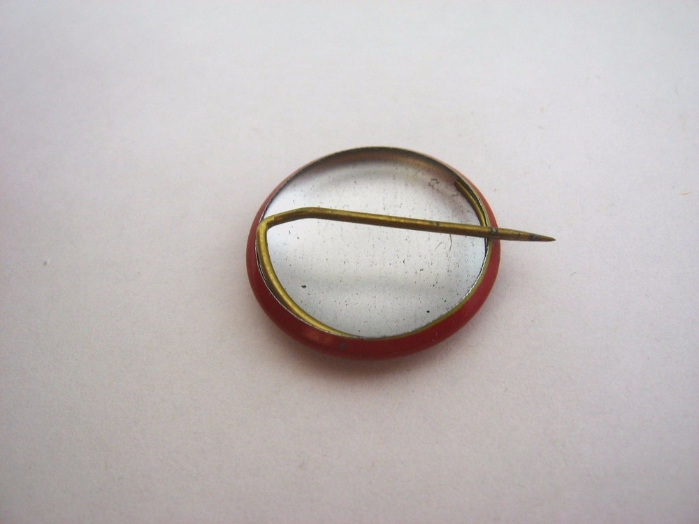 Safety First Vintage Pinback Button Red & Green Maple Leaf Canadian Workplace