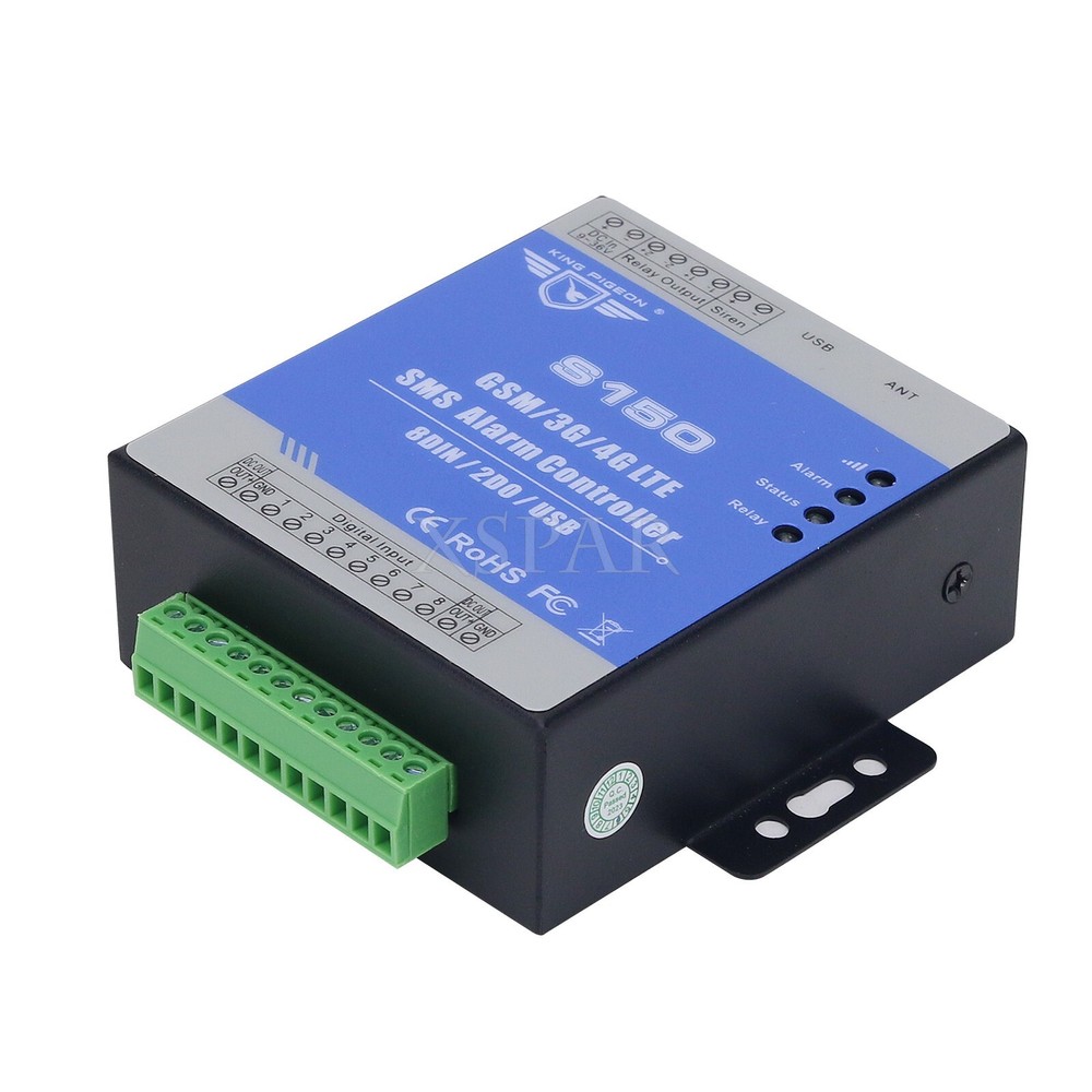 8-Channel SMS Alarm Controller SMS Relay Switch 8DIN 2DO USB S150 2G Version top