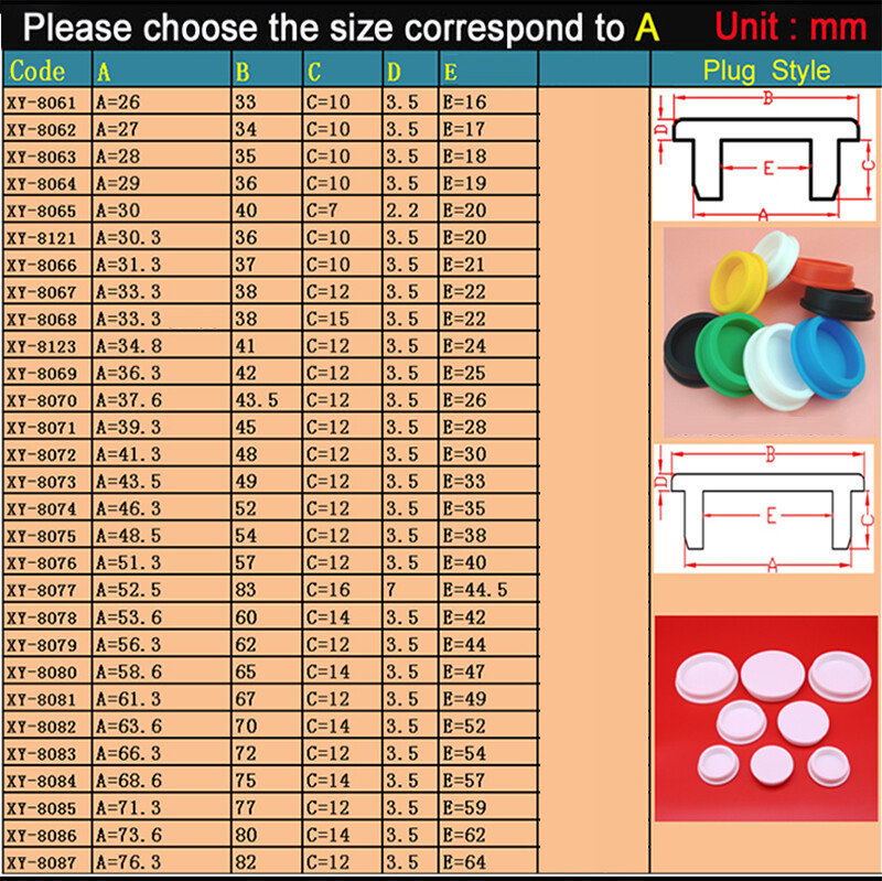Multicolour Round Plug Silicone Rubber Pipe Seal Hole Plug End Cap Plug 13~48mm