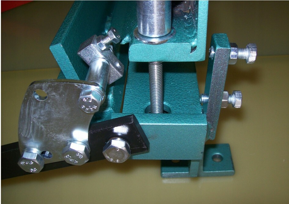 Angular scale and a bending angle limiter for our sheet metal benders.