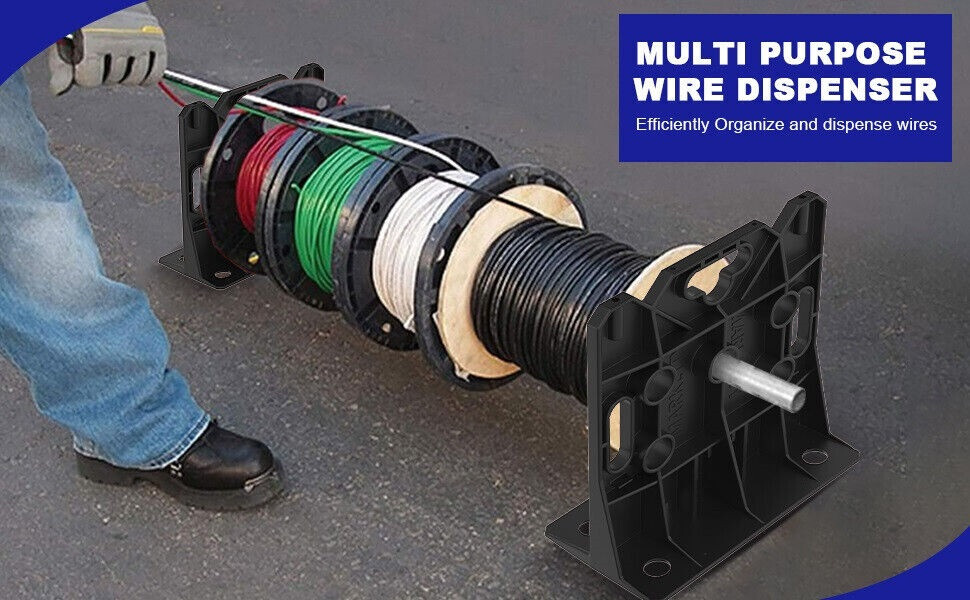 2x Cable Reel Dispenser Rack Wire Spool Caddy Holder Pull Spool Organizer Stands