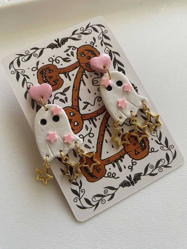 Polymer Clay Earrings/ghost/stars/halloween