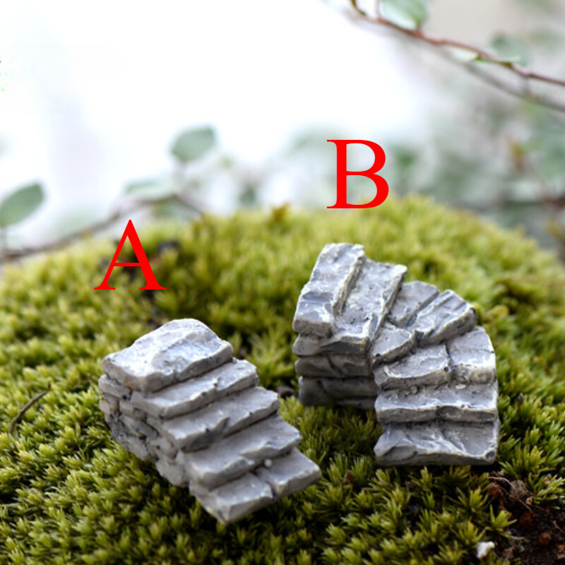 2X Mini Resin Steps Stairs Ornaments Micro Landscaping Materials Accessory Decor