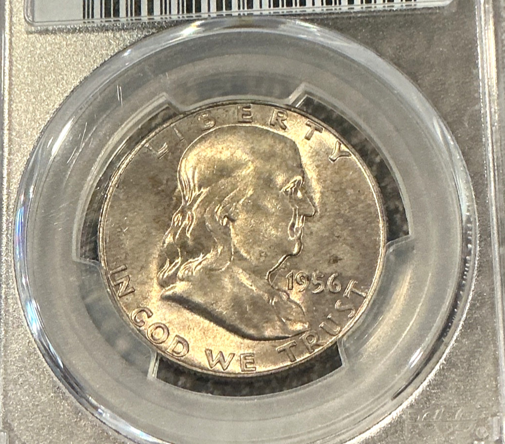 1956 Franklin Silver Half Dollar PCGS MS65FBL Nice Light Toning