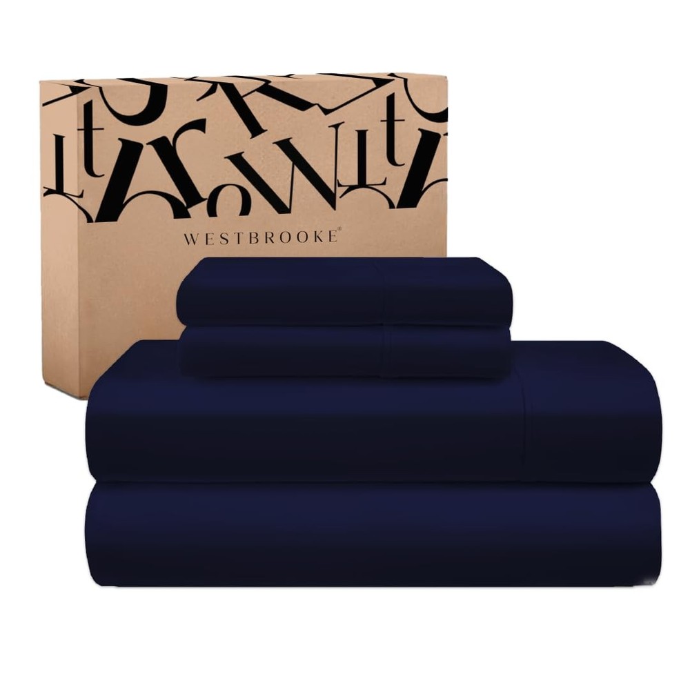475 Thread Count 100% Long Staple Cotton Sateen Sheet Set, King Size 4 Piece ...