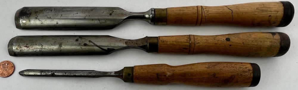 3 James Swan Socket Firmer Gouges with Handles 1 ", 7/8" & 1/4" Ready To Use