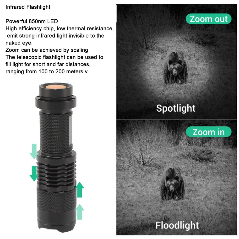 Zoomable Infrared Flashlight For Night Vision Camping