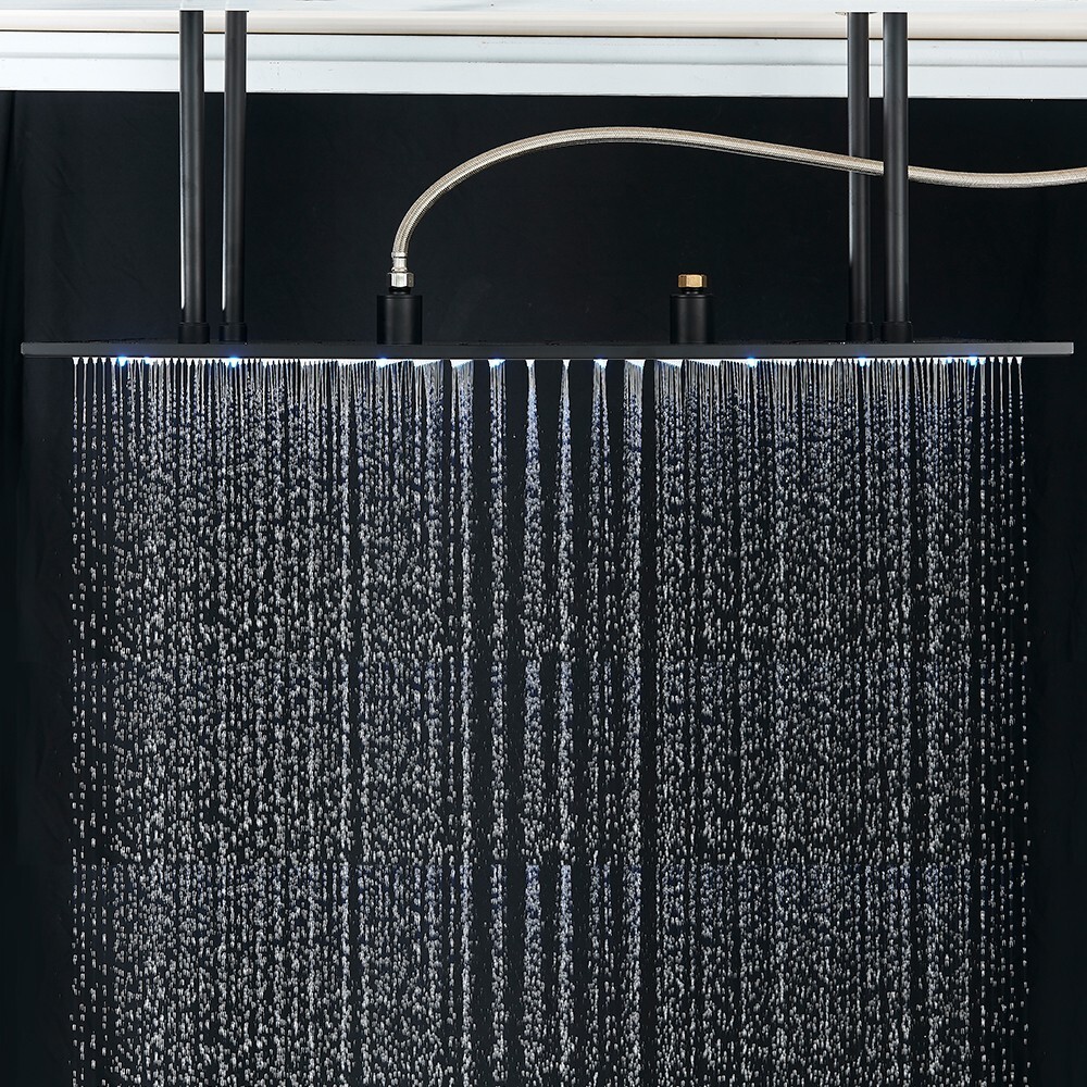 Rainfall 16"x32" Large Shower Head Top Sprayer Ceiling Mounted Matte Black
