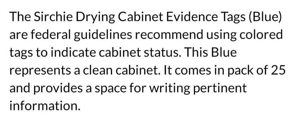 Sirchie Blue Evidence Tags 25 Ea ACEVDBT