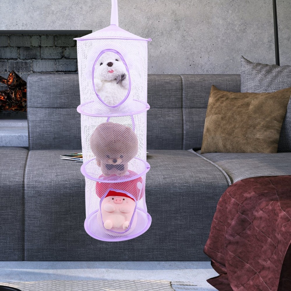 2 Pcs Foldable Hanging Storage Nets Multi Layer Mesh Drying Basket For Clothes