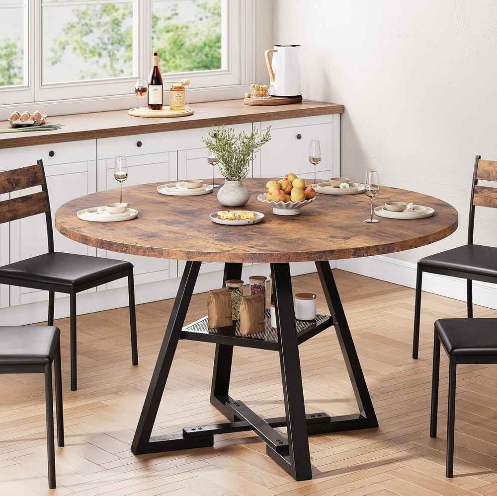 Round Dining Table 47 Inch Pedestal Wood Table
