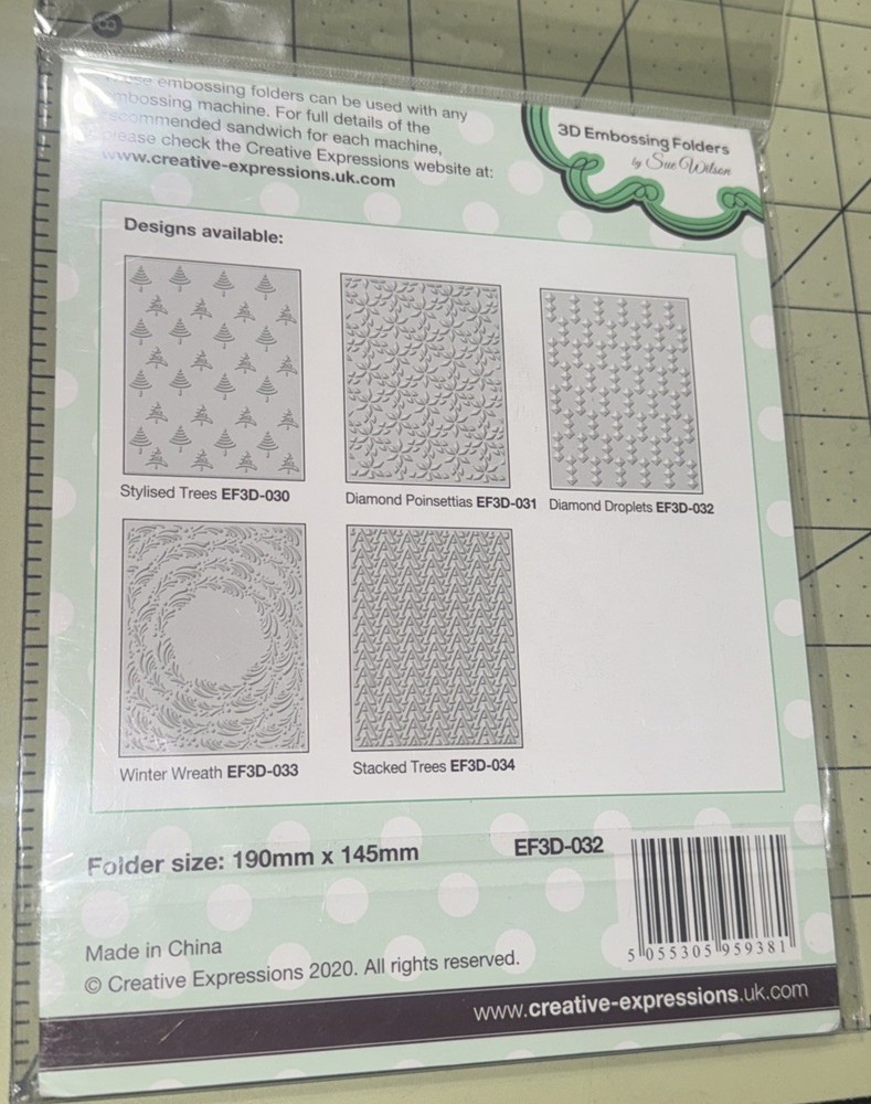 2020 Creative Expressions 3D EMBOSSING FOLDER Diamond Droplets #EF3D-032 NIP