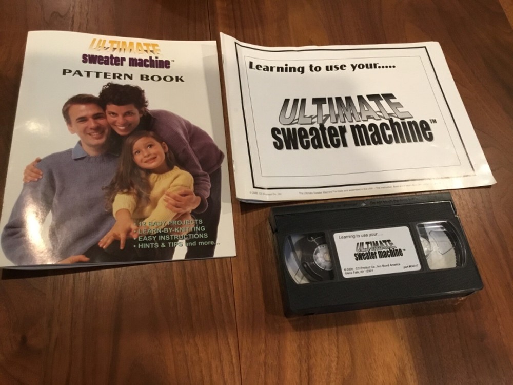 ULTIMATE SWEATER MACHINE BY BOND. VHS TAPE. MANUAL & PATTERN BOOK.