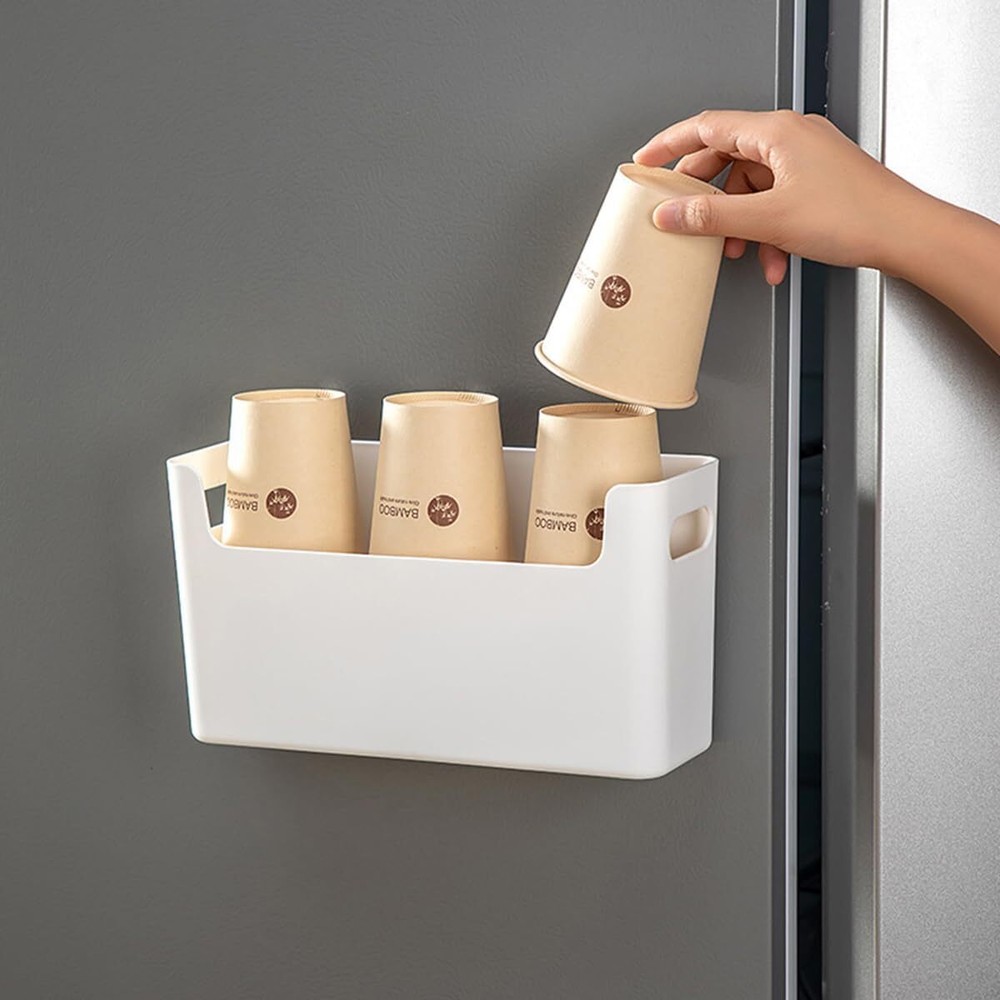 2 Pack Cabinet Organizer Storage, Adhesive Over Door Organizer, White