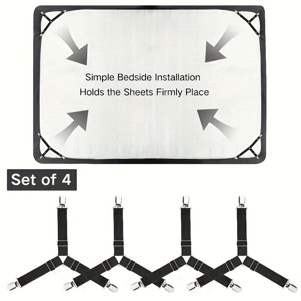 Effective Bed Sheet Keepers 4PCS with Strong Clips for Organized Bedding Setup