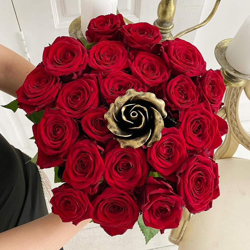 Handcrafted Bronze Rose – 8th & 19th Yeat Wedding for Her – Solid Me