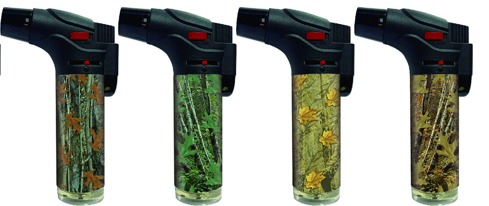 12 Pack Jumbo 4" Single Jet Flame Torch Gun Lighter Refillable Lockable Camo 2