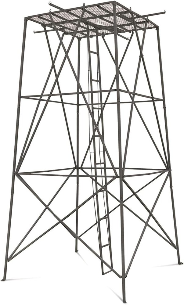 10 Ft Elevated Hunting Tower Sturdy Platform Tall Tree Stand Blind Large Ladder