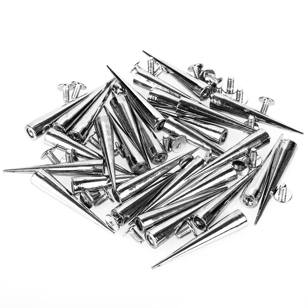 30PCS Silver Cone Spike Studs for Leather Craft, Punk Style Rivets