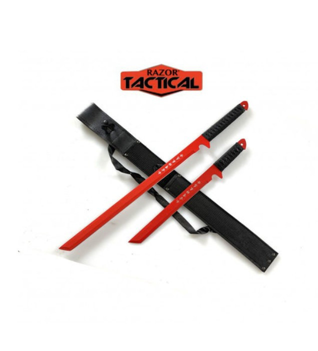 RED 28" & 18" MACHETE SET WITH SHEATH