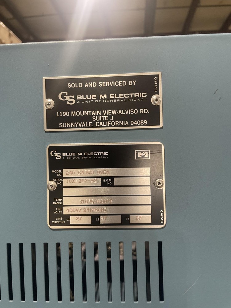 GS BLUE M ELECTRIC 240 BATCH OVEN