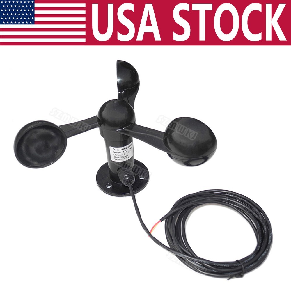 Polycarbonate Anemometer 3Cups Wind Speed Sensor 0-5V Voltage Output W/ Cable DO
