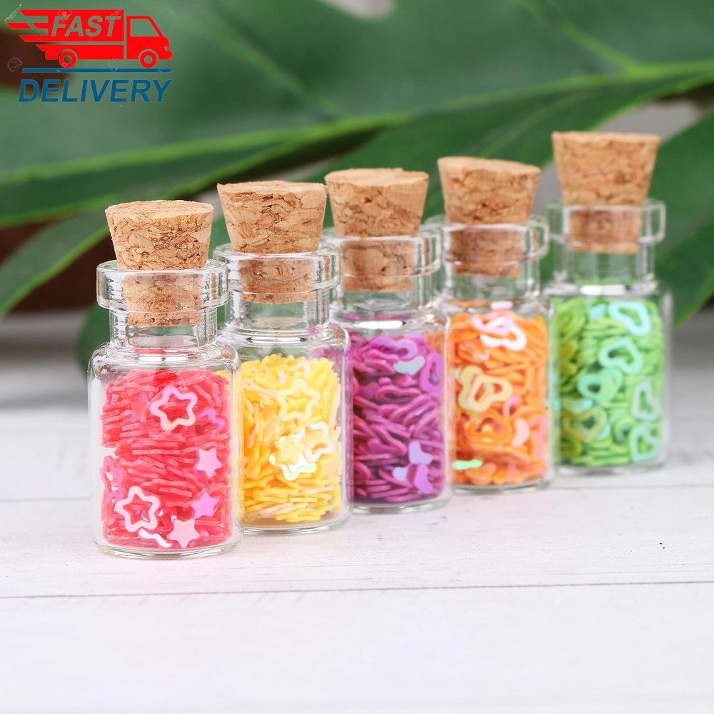 100Pcs 1Ml Small Mini Glass Bottles Jars with Cork Stoppers Tiny Vials 👌✌️