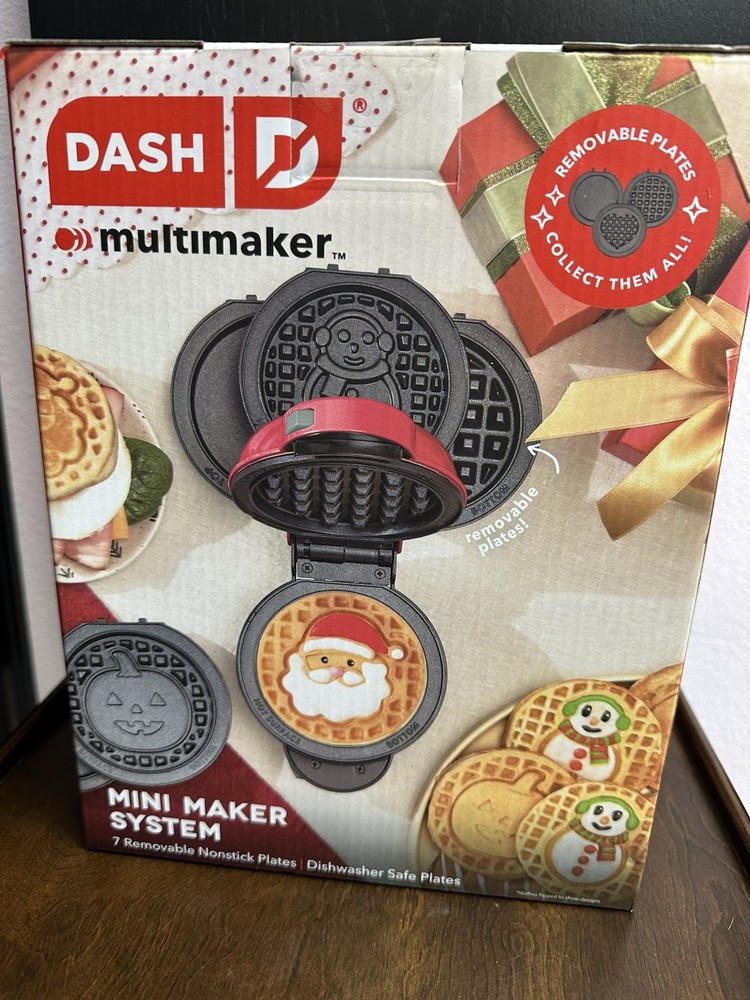 Dash MultiMaker™ Mini System Holiday Waffle Maker with 7 Removable Plates-NEW