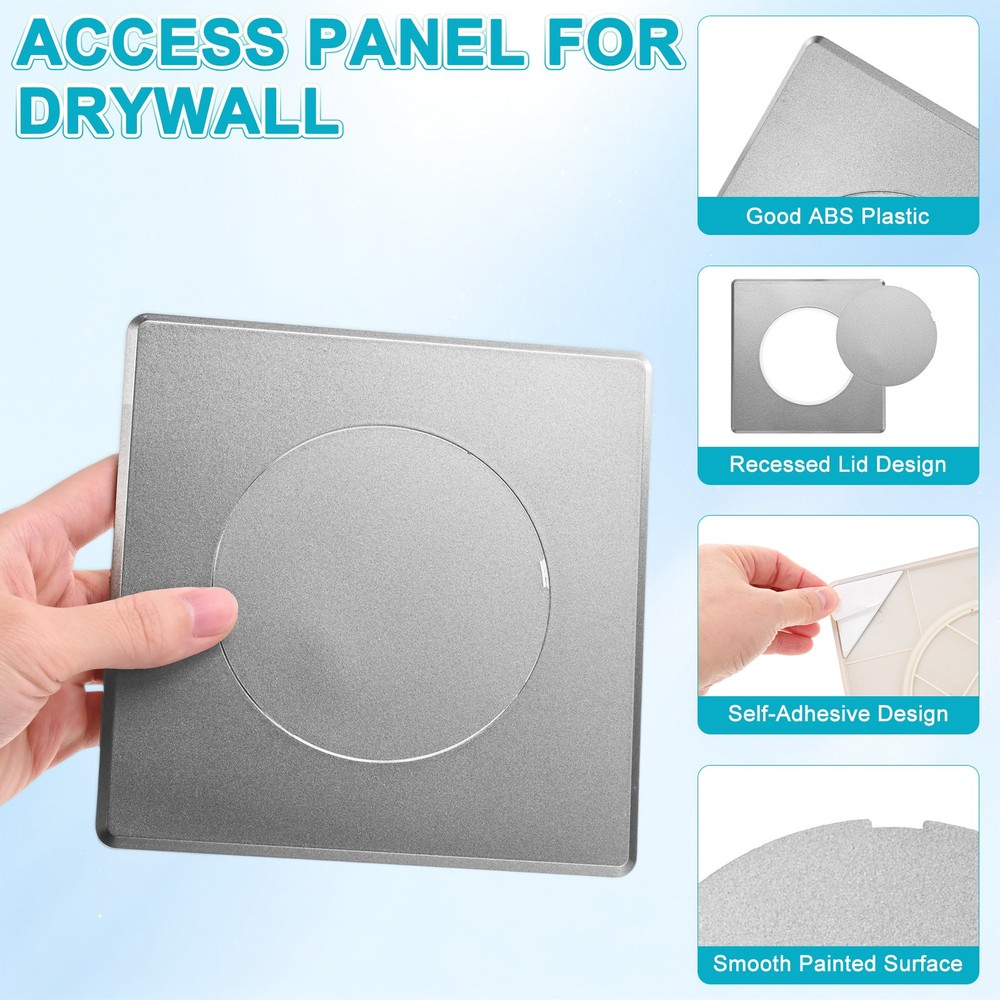1-Pack Access Panel for Drywall, 4x4" Plastic Removable [Grey, Round]