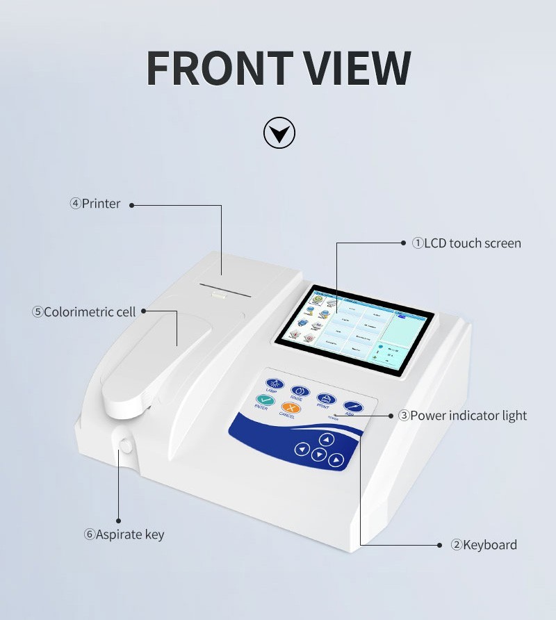 7'' Touch Screen Semi-auto Biochemistry Analyzer Blood Fluid Testing Printer