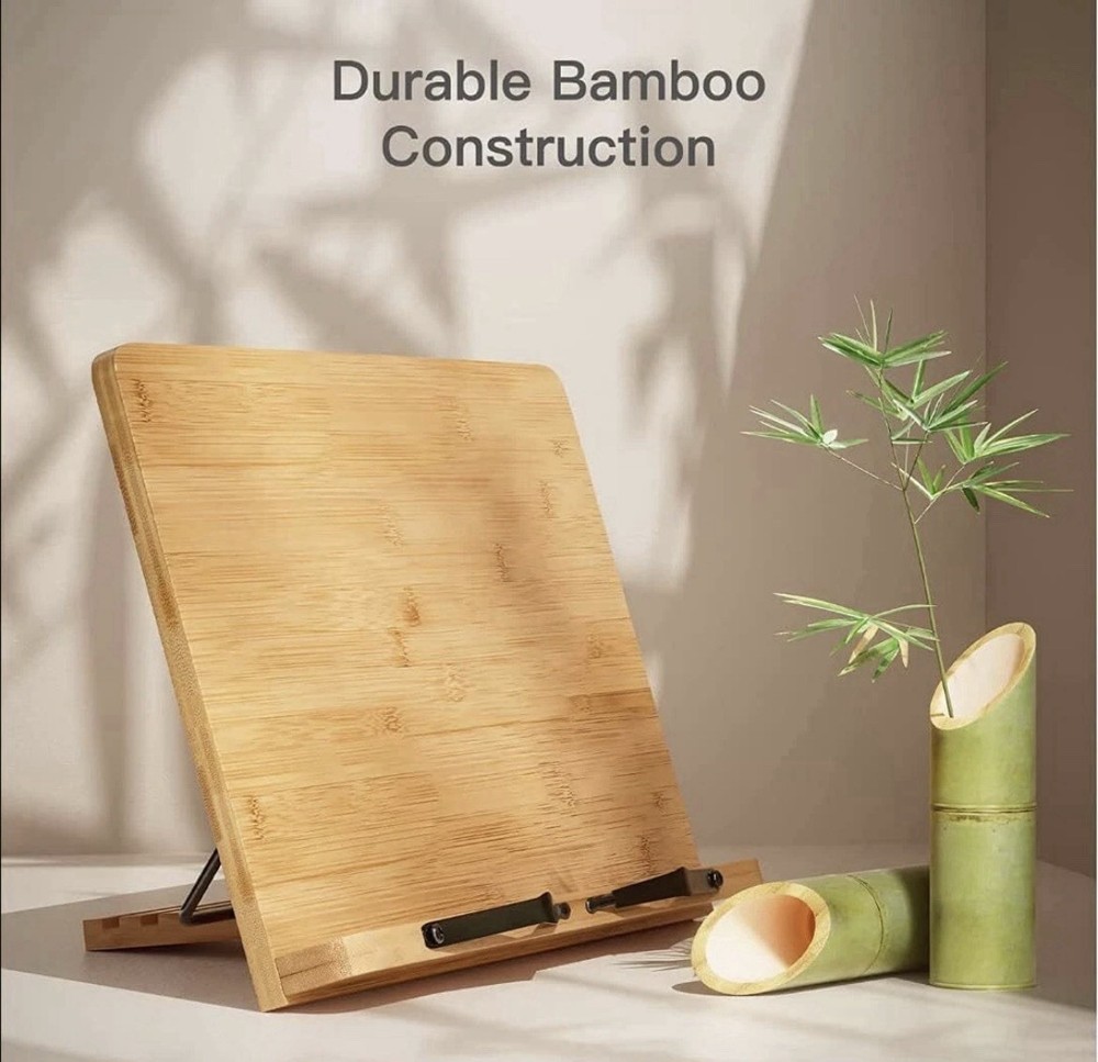 Adjustment Book Stand Bamboo Reading Rest Tablet Rack Home Study Holder Foldable