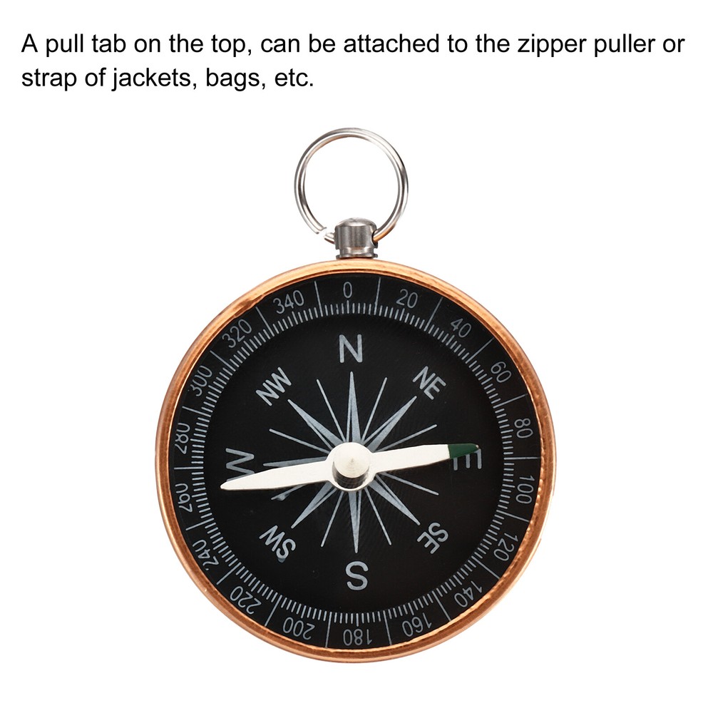 Pocket Compass Outdoors Navigation Compass with Key Ring Yellow