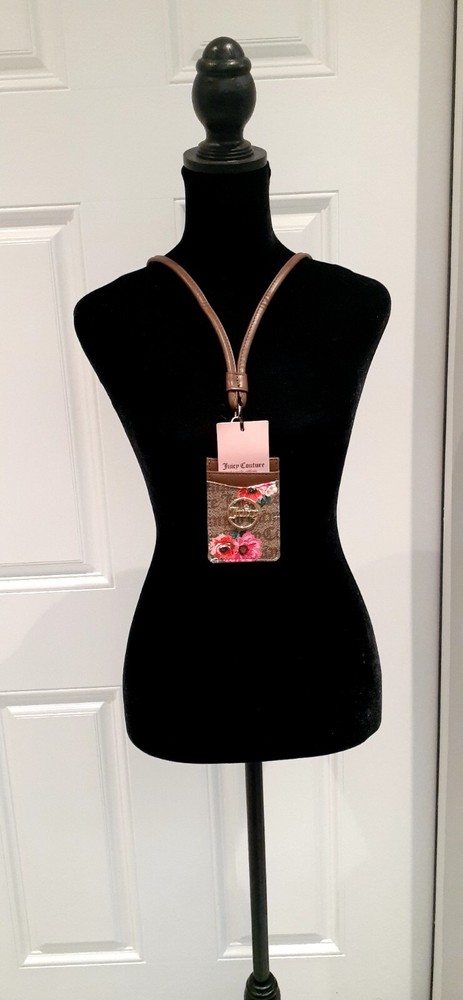 Juicy Couture Lanyard Crown  Petal Stat Chestnut ID CC Holder