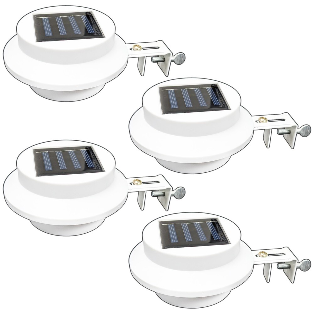 4 Pack Waterproof Solar Powered LED Outdoor Gutter Lights with Brackets
