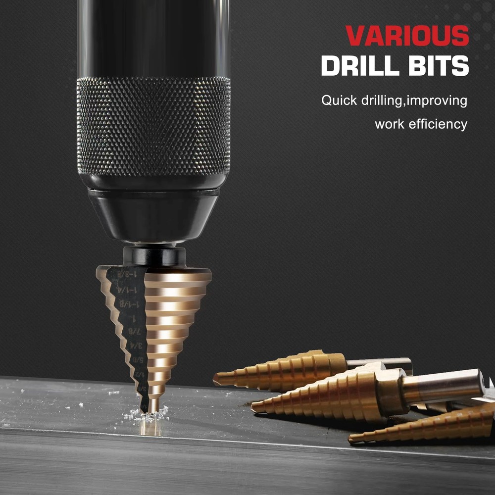 AIMLENTOOL 11PCS Step Drill Bit Set Titanium HSS Countersink Bits Kit