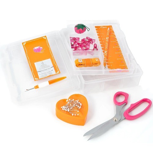 Sewing Box Kit, Orange and Pink