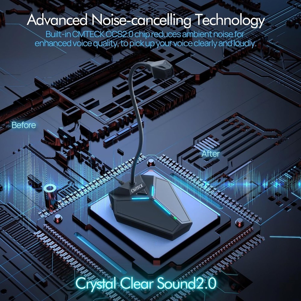 High-Performance USB Desktop Microphone with 6ft Cable - Perfect for Recordings