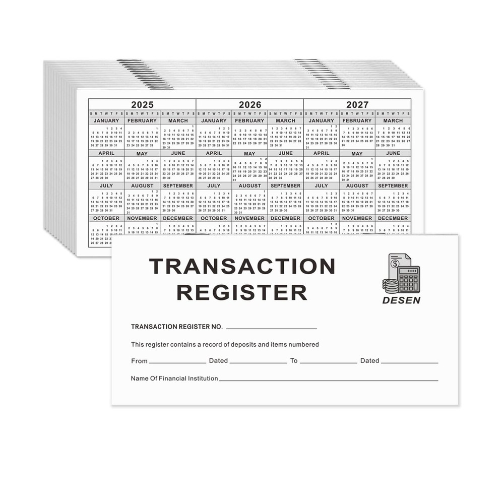 DESEN 30 - Pack 6"×3" Check Registers for Personal Checkbook - Universal...