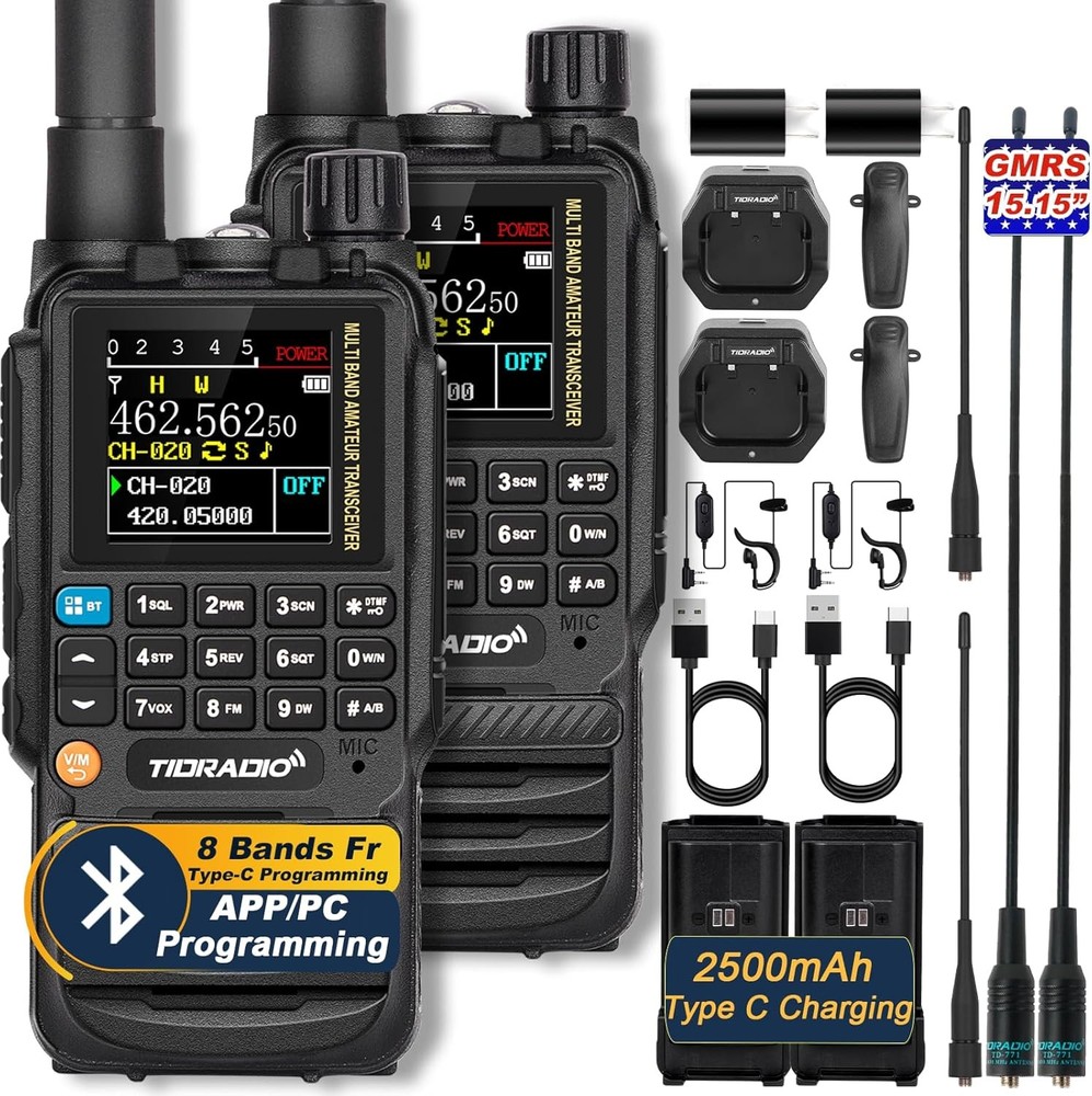 TIDRADIO TD-H3 GMRS Radios Handheld, APP/Web Bluetooth Programming, Black