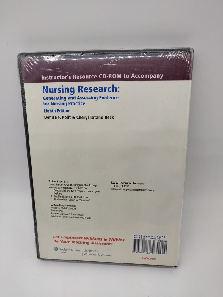 Instructor's Resource CD-ROM Nursing Research Polit & Beck Eighth Edition
