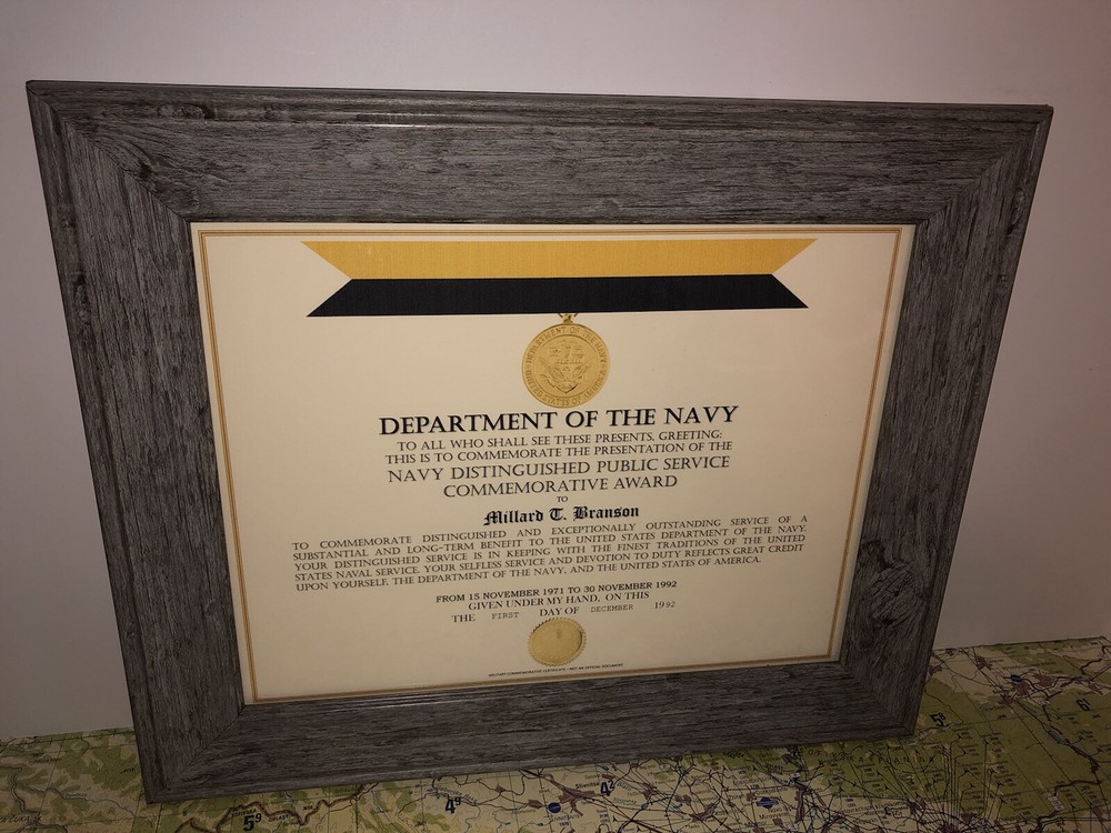 NAVY DISTINGUISHED PUBLIC SERVICE COMMEMORATIVE AWARD CERTIFICATE Type-1