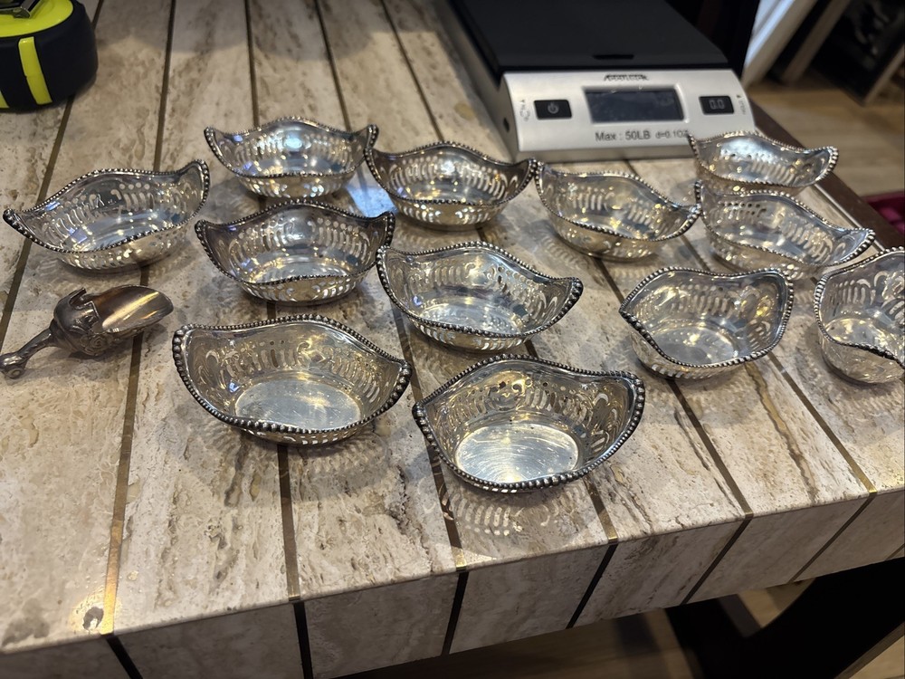 12 Antique Gorham Sterling Silver A4775 Pierced Nut Dish Bowl No Monogram