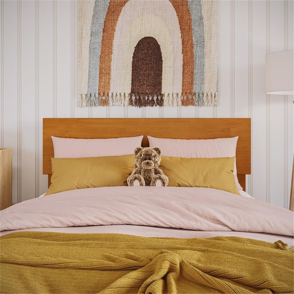 Pemberly Row Twin Modern Solid Wood Panel Headboard in Light Toffee
