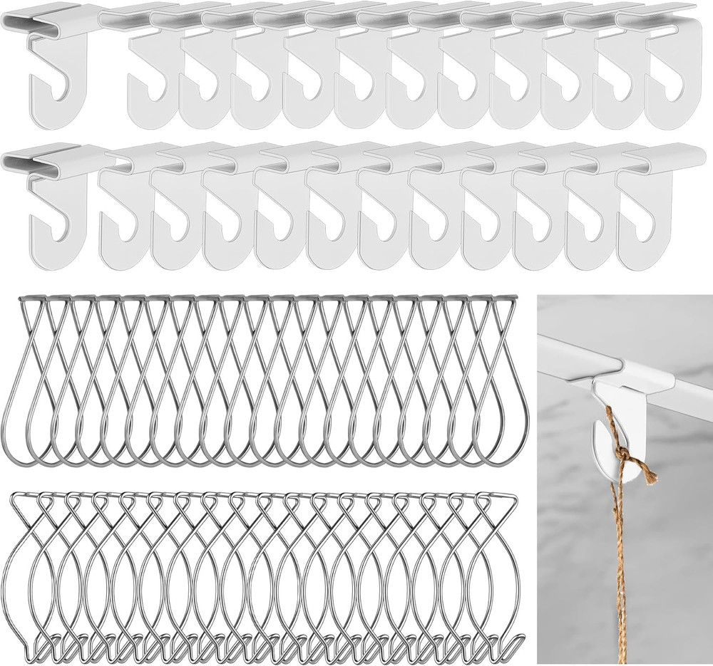 Drop Ceiling Hooks for Hanging, Drop Ceiling Clips Suspended T-Bar Hooks for Hom