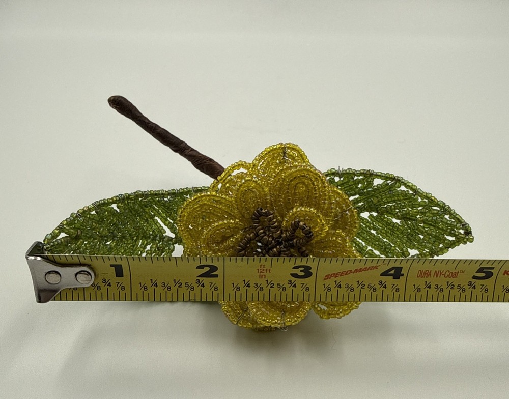 French Beaded Yellow Flower Vintage